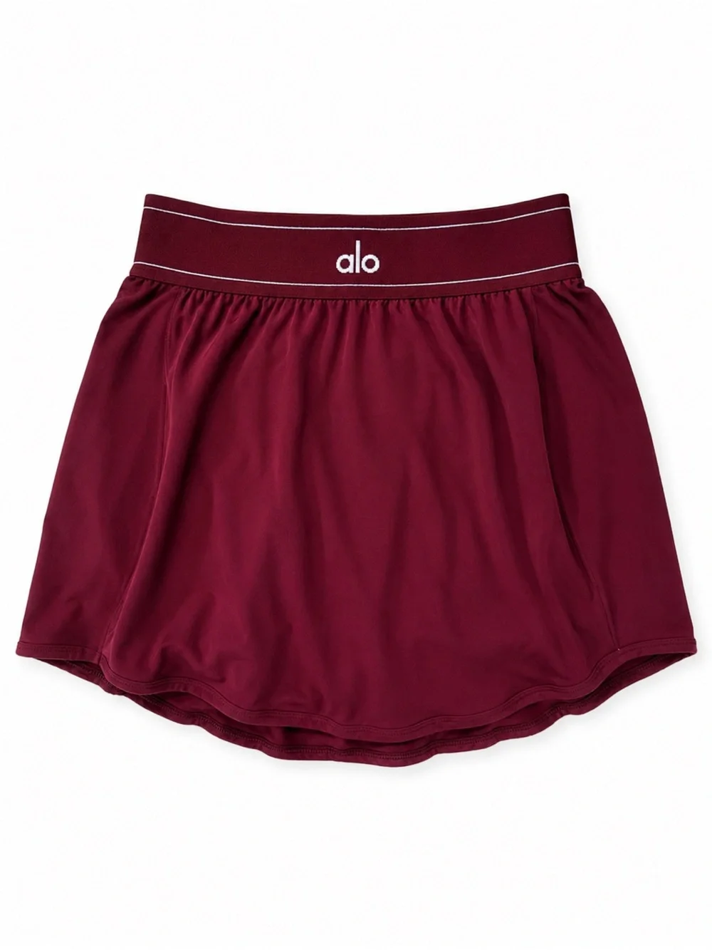 ALO Yoga Maroon Performance Skort with White Stripe
